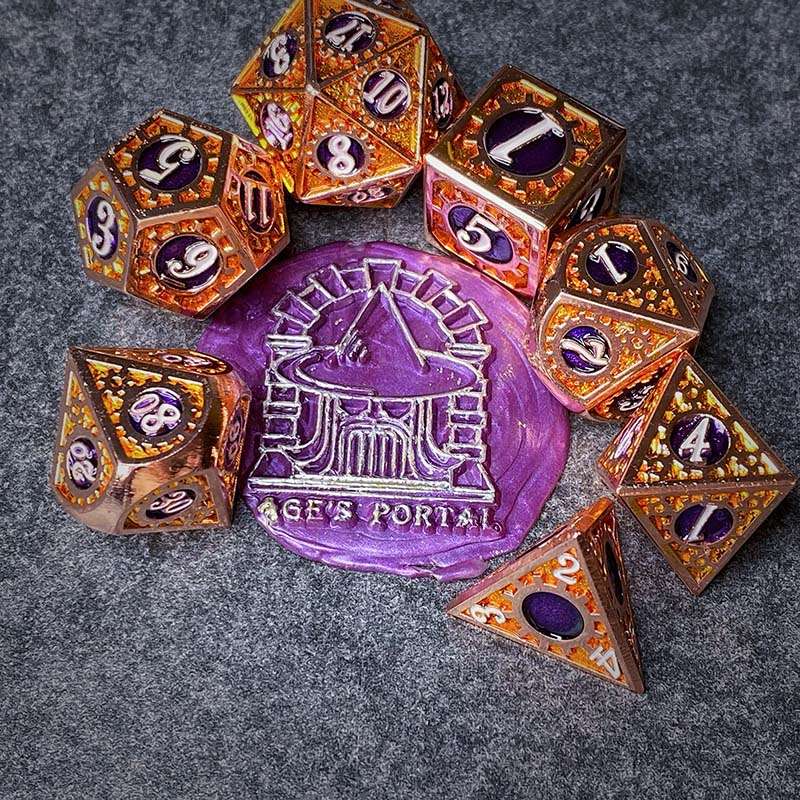 Sage's Gnomish Trinkets - Copper Gears Metal Polyhedral Dice Set image 0