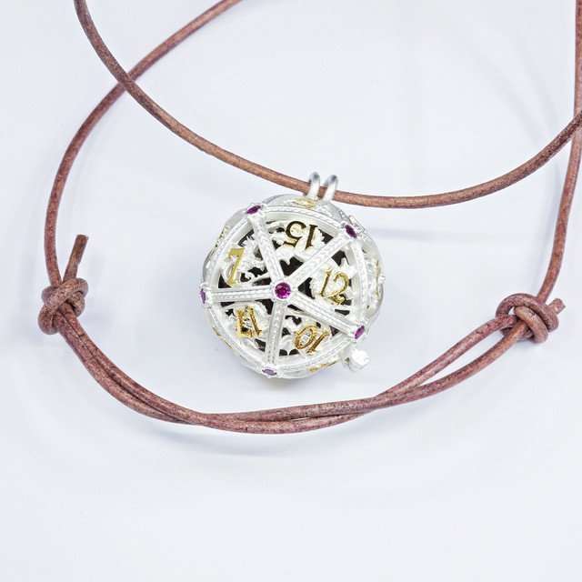 Sage’s Tiny Treasures Winter Rose Draconic Cage Necklace with Miniature Dice Set image 7