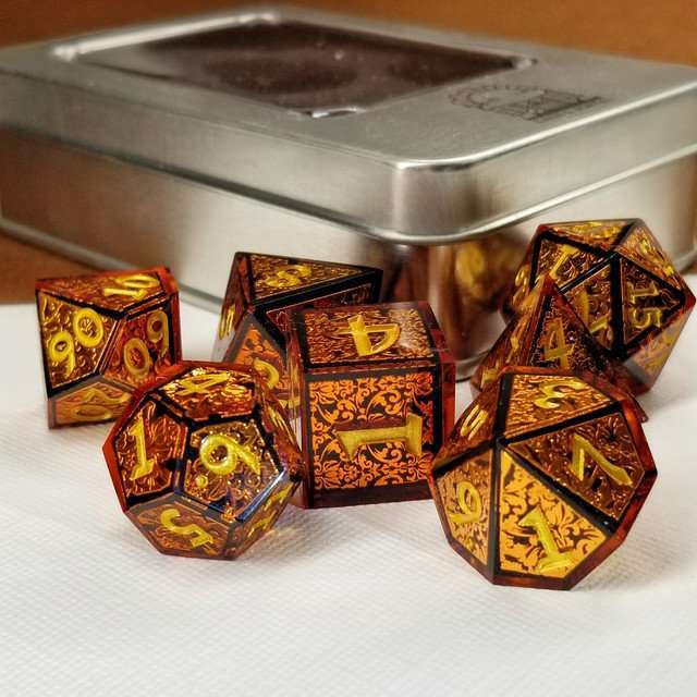Sage's Arabesque Copper Sharp Edge Resin Dice Set image 10