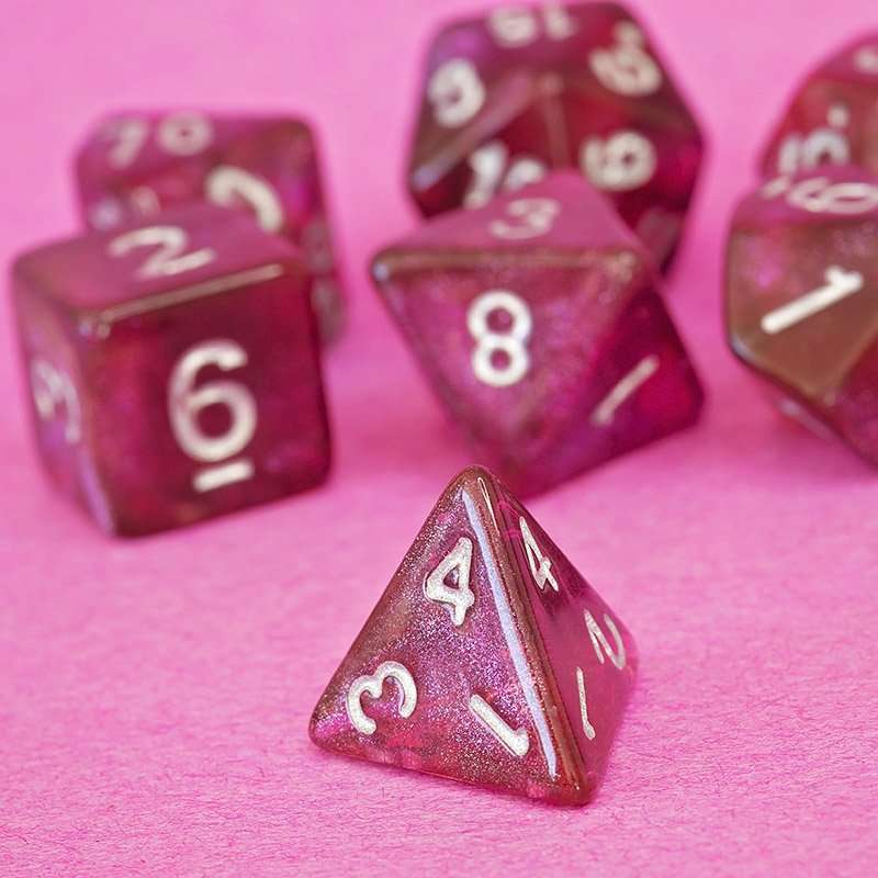 Sage's Shards - Pink/Purple/Orange Glitter Polyhedral Dice Set image 6