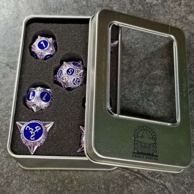 Sage's Enchanted Morningstar Purple/Blue Metal Polyhedral Dice Set image 10