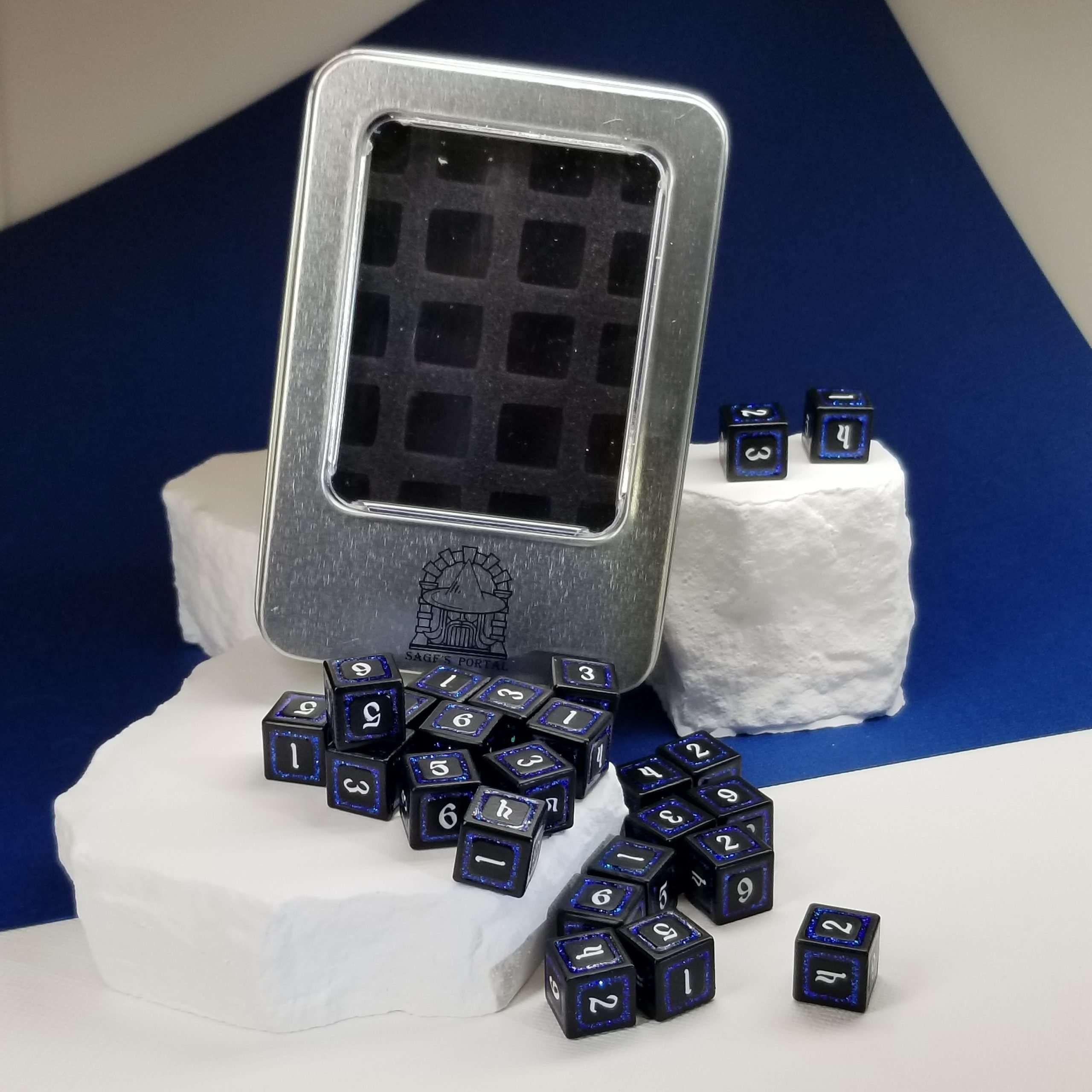 Sage's Splendors Royal Blue Metal d6 Dice 24 Piece Set image 8
