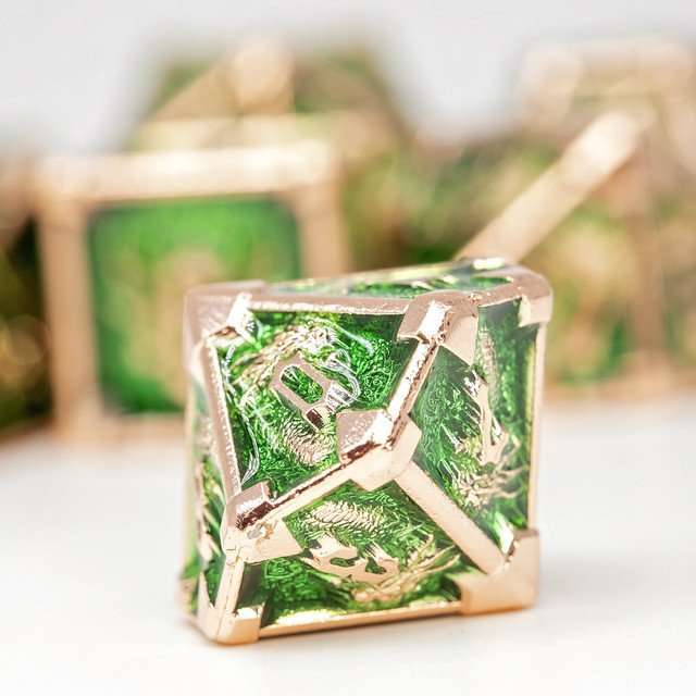 Sage's Grave Fortune Verdant Death Metal Polyhedral Dice Set image 5