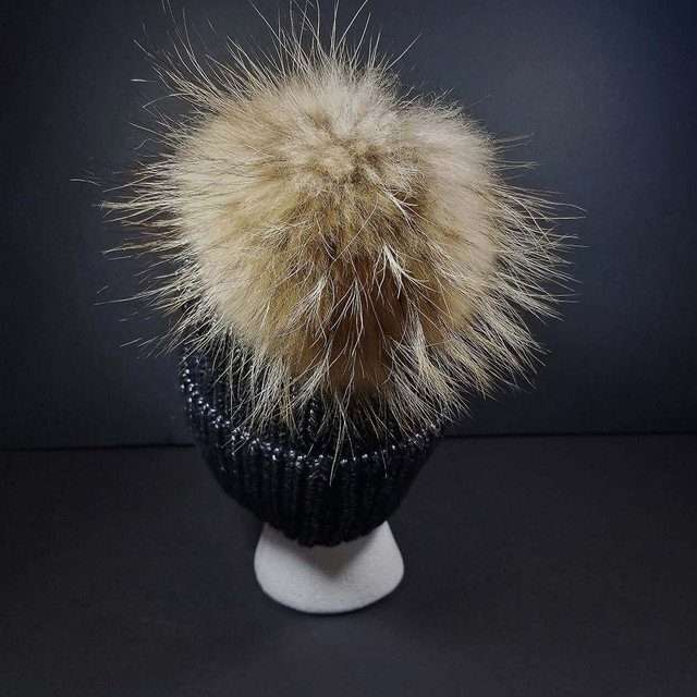Sage’s Cap – Black Knit Beanie with Raccoon Pompom image 5