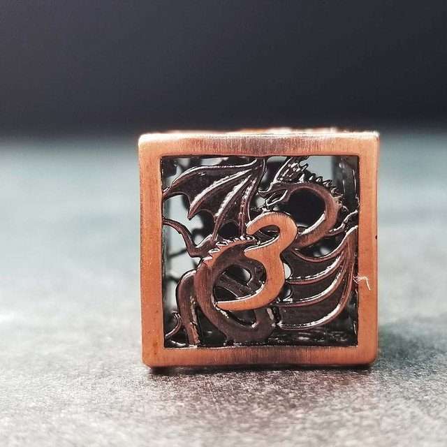 Sage's Dragonstones - Elder Dragon Copper Hollow Metal Polyhedral Dice Set image 8