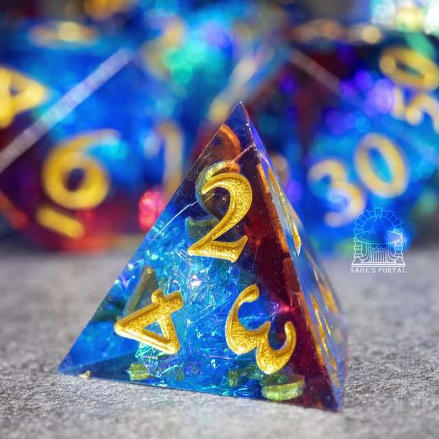 Sage's Crystals - Frostfire Sharp Edge Resin Polyhedral Dice Set image 9