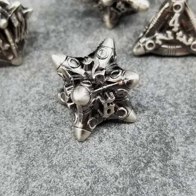 Sage’s Starships Antique Silver Metal Polyhedral Dice Set image 2