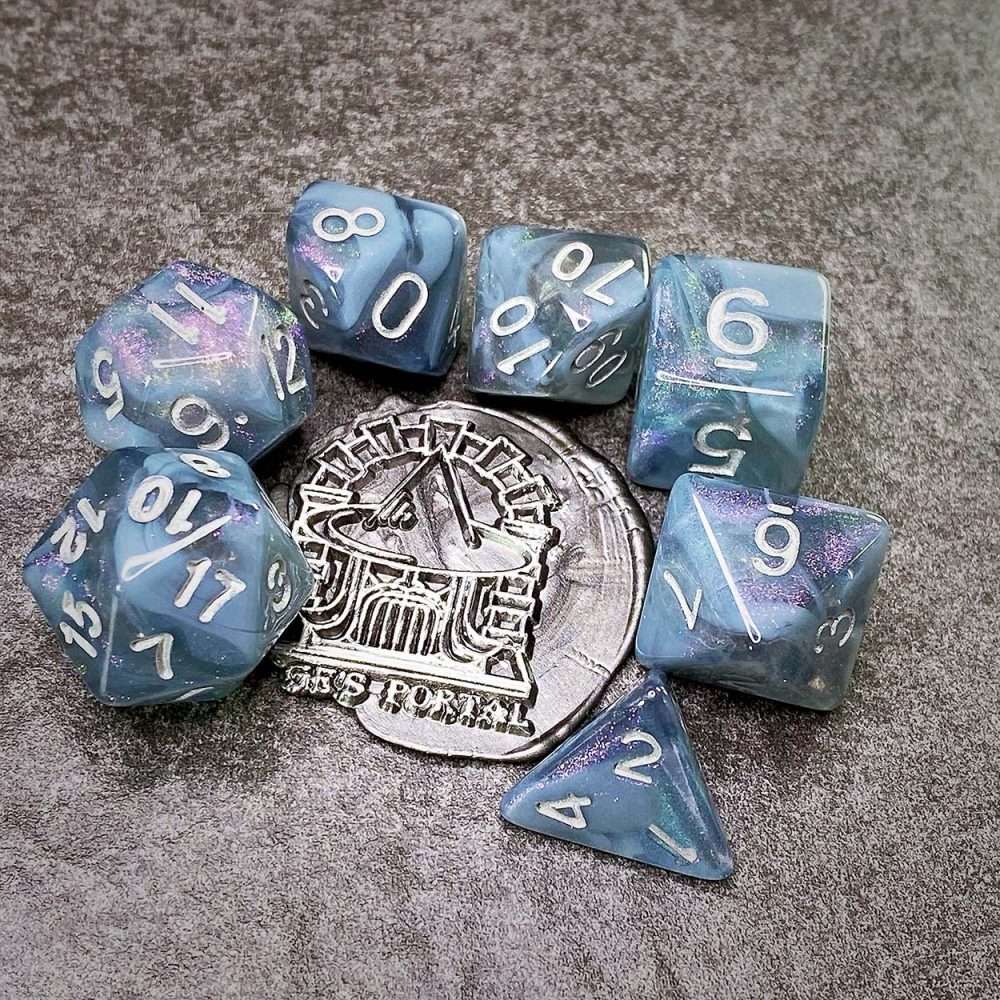 Sage's Shards - Grey/Transparent Glitter Polyhedral Dice Set image 0