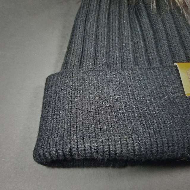 Sage's Cap - Black Wool Beanie with Raccoon Pompom image 2