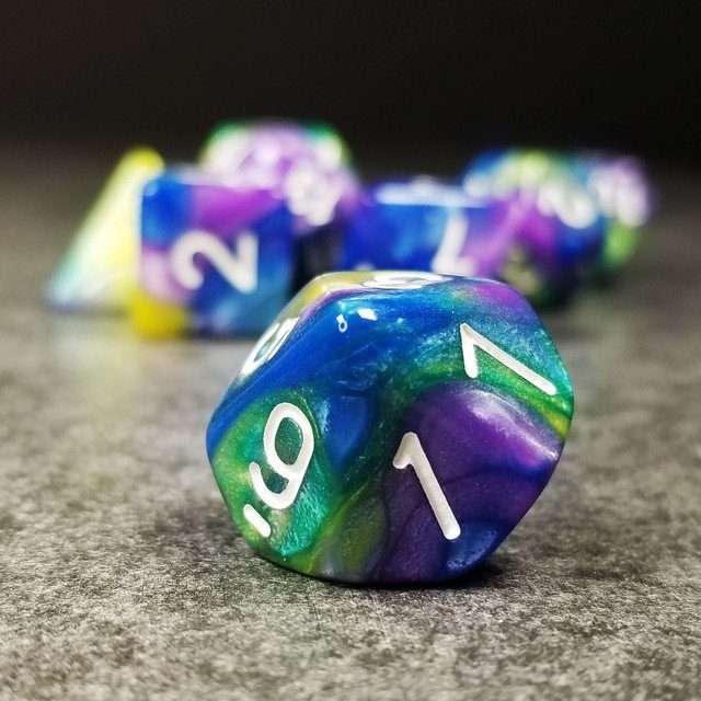 Sage's Stones - Purp/Blue/Green/Yellow Acrylic Polyhedral Dice Set image 5