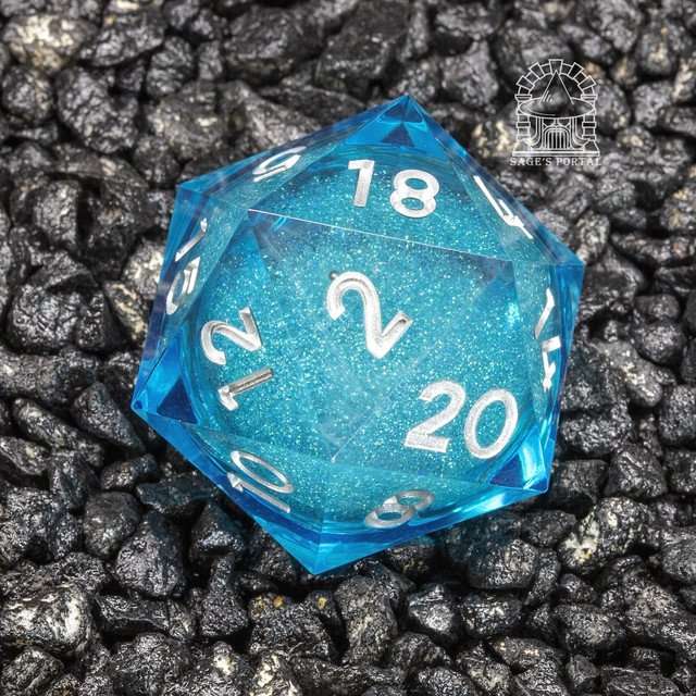 Sage's Spirits - 33mm Ice Spirits Liquid-Core D20 Sharp Edge Resin Dice image 5