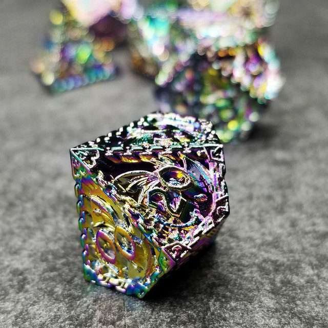 Sage's Dragonstones - Mystic Wyvern Rainbow Metal Polyhedral Dice Set image 5
