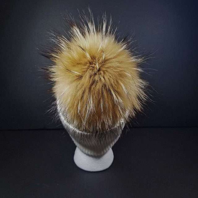 Sage’s Cap – White Wool Beanie with Raccoon Pompom image 8