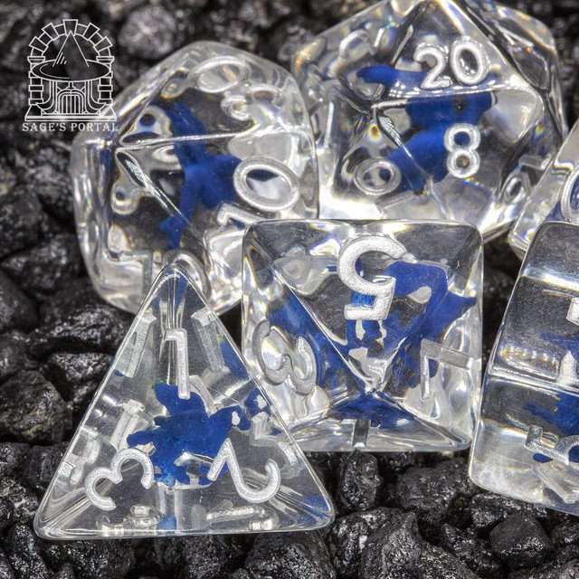 Sage's Blue Pegasus Familiar Resin Polyhedral Dice Set image 9
