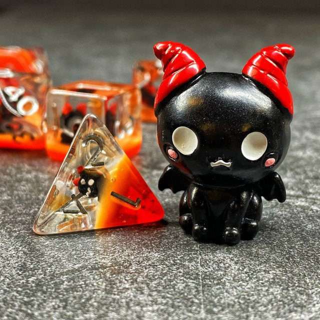 Sage's Cutesy Succubus Familiar Resin Polyhedral Dice Set image 6