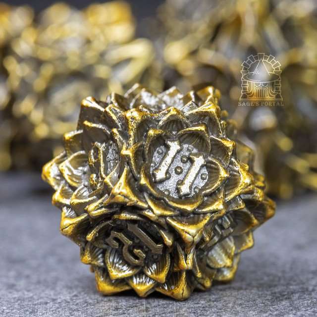 Sage's Deadly Lotus Autumn's Kiss Metal Polyhedral Dice Set image 3