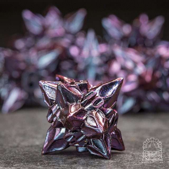 Sage's Deadly Blossoms Violet Metal Polyhedral Dice Set image 8
