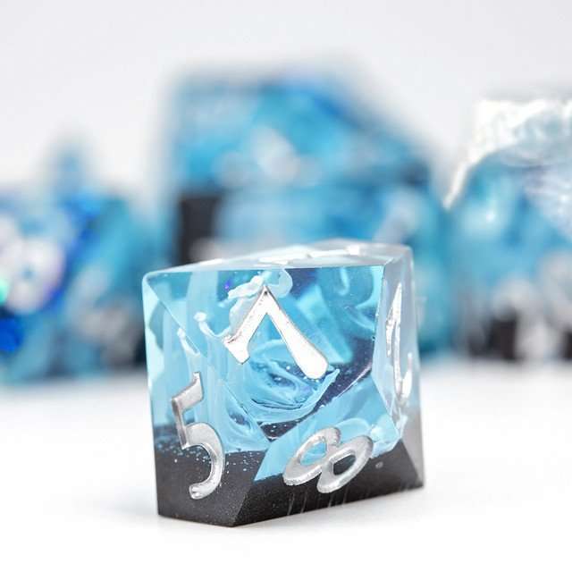 Sage's Ice Flames Sharp Edge Resin Polyhedral Dice Set image 4