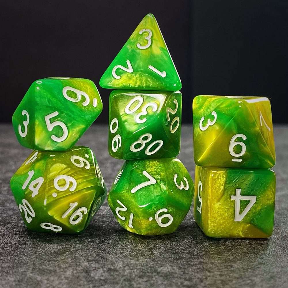 Sage's Stones - Green/Lime Acrylic Polyhedral Dice Set image 1