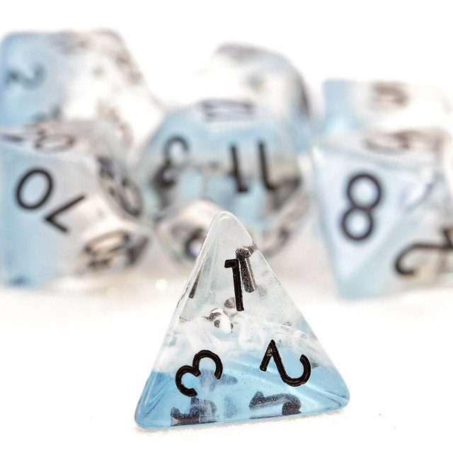 Sage's Familiars - Blue White/Black Fish Familiar Resin Polyhedral Dice Set image 8