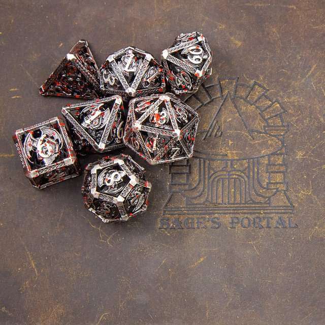Sage's Grim Drake Bloodstained Wings Hollow Metal Dice Set image 11
