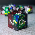 Sage's Enchanted Crystals Red/Green Holo Foil Silver Ink Sharp Edge Resin Polyhedral Dice Set image 0