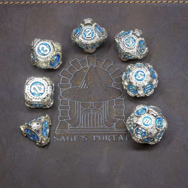 Sage's Artificer's Core Ocean Essence Metal Polyhedral Dice Set image 3