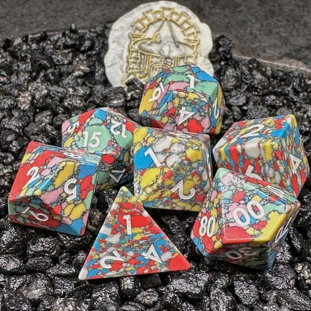 Sage's Treasures Gemstone Speckled Pastel Polyhedral Dice Set image 0