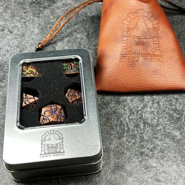 Sage's Warp Stones Copper Galaxy Metal Polyhedral Dice Set image 11