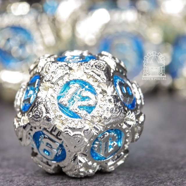 Sage's Artificer's Core Ocean Essence Metal Polyhedral Dice Set image 7