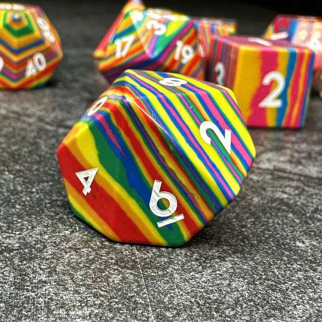 Sage's Treasures Gemstone Pastel Stripes Polyhedral Dice Set image 6