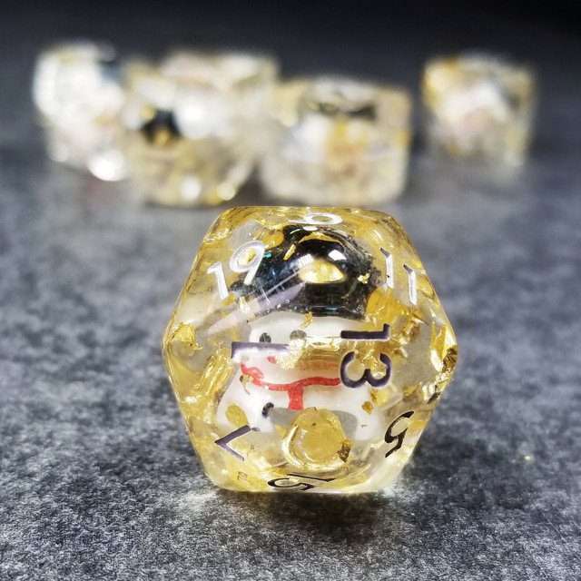 Sage's Familiars - Snowman Resin Silver Ink Polyhedral Dice Set image 28