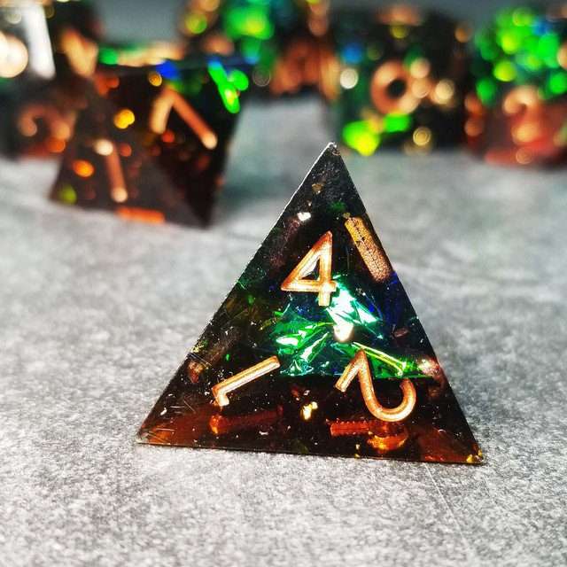 Sage's Enchanted Crystals Cola/Green/Blue Sharp Edge Resin Dice Set image 24