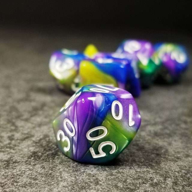 Sage's Stones - Purp/Blue/Green/Yellow Acrylic Polyhedral Dice Set image 6
