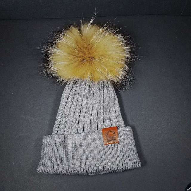 Sage’s Cap – Gray Wool Beanie with Raccoon Pompom image 7
