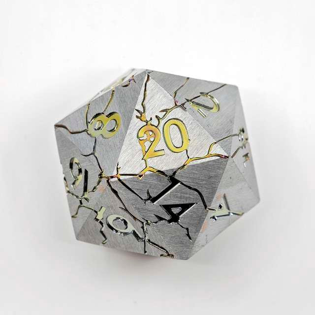 Sage's Relics of Antiquity - Silver Rainbow 33mm Metal D20 Die image 7