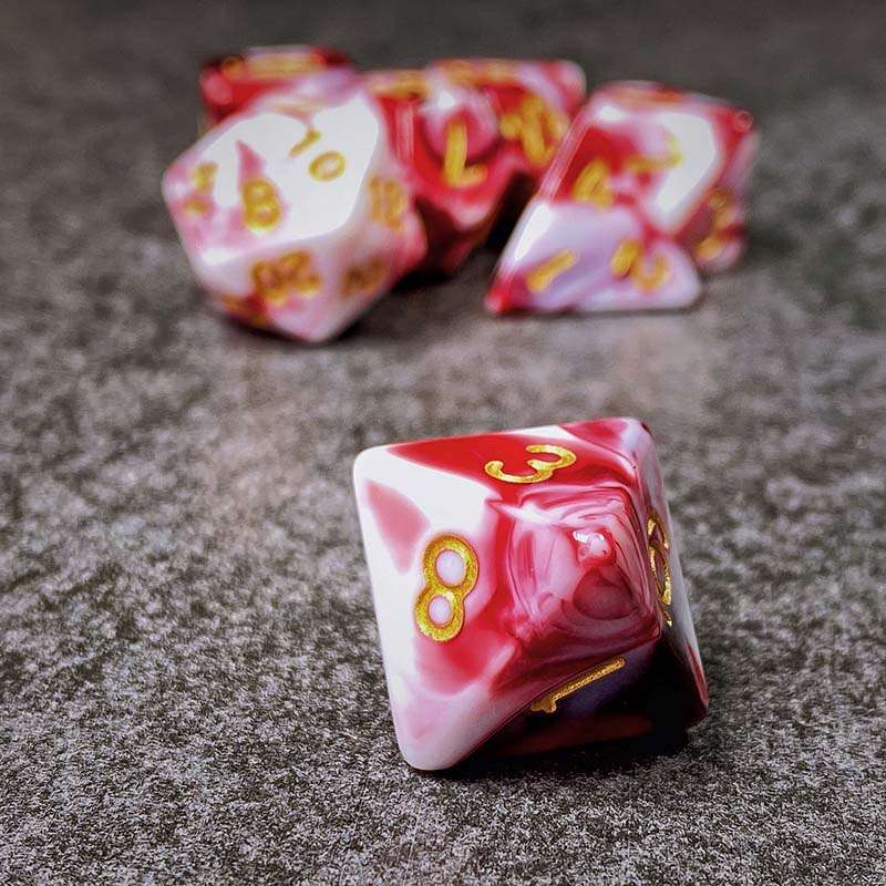 Sage's Stones - Red/White Acrylic Polyhedral Dice Set image 3