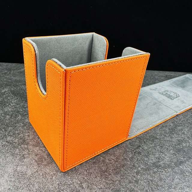 Sage's Premium Deck Storage Box for TCG, Dice, 105mm x 95mm x 82mm - Orange image