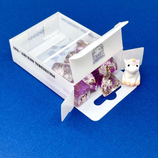 Sage's Baby Unicorn Familiar Resin Polyhedral Dice Set image 9