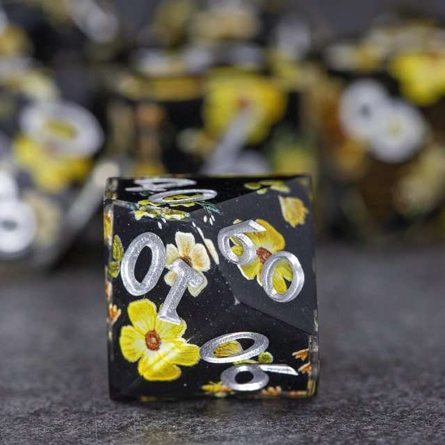 Sage's Honeybees Midnight Honey Sharp Edge Resin Dice Set image 12