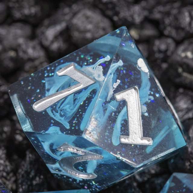 Sage's Ice Flames Sharp Edge Resin Polyhedral Dice Set image 15