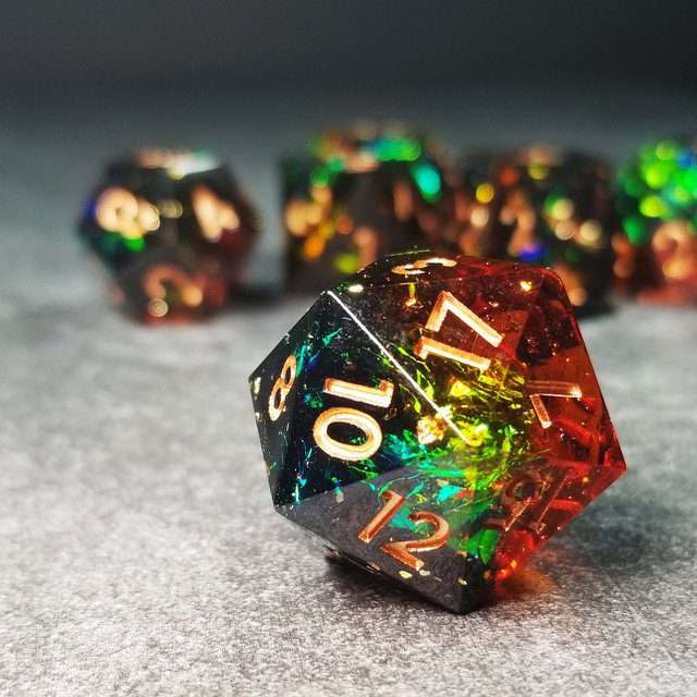 Sage's Enchanted Crystals Cola/Green/Blue Sharp Edge Resin Dice Set image 22