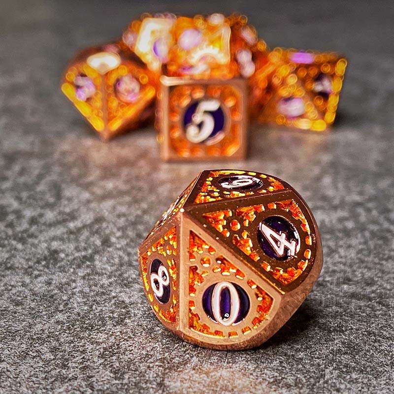 Sage's Gnomish Trinkets - Copper Gears Metal Polyhedral Dice Set image 5