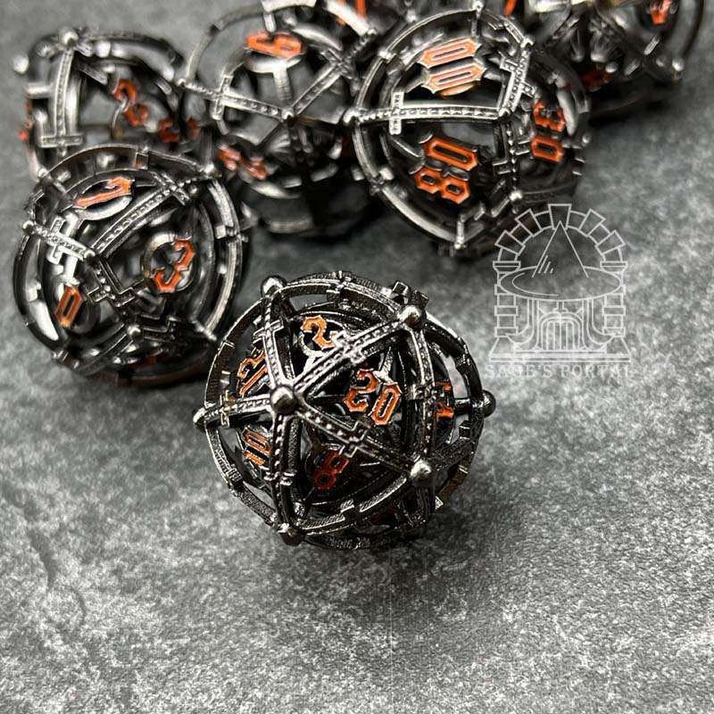 Sage's Caged Centrifuge Hollow Metal Polyhedral Dice Set image 9