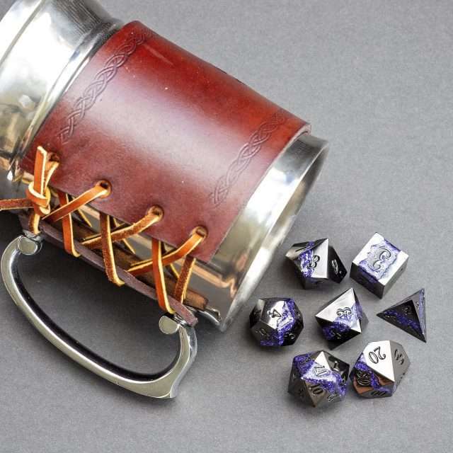 Sage's Rift Stones - Gloss Black/Purple Metal Polyhedral Dice Set image 9