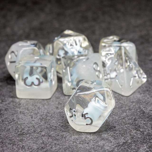 Sage's Baby Blue Seal Familiar Resin Polyhedral Dice Set image 5