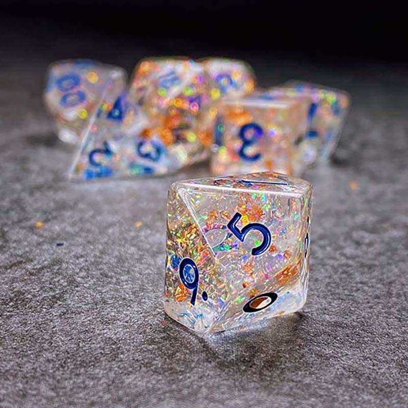 Sage's Cantrips - Transparent Glitter Copper Foil Resin Polyhedral Dice Set image 5