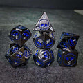 Sage's Grim's Fortunes - Gloss Black with Blue Metal Polyhedral Dice Set image 0
