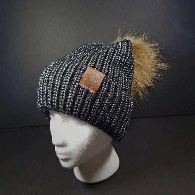 Sage’s Cap – Black Knit Beanie with Raccoon Pompom image 3
