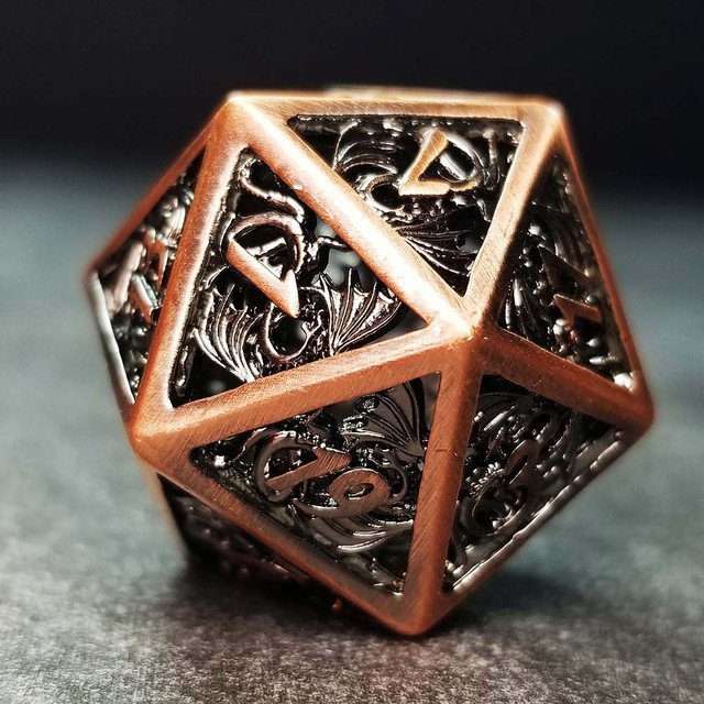 Sage's Dragonstones - Elder Dragon Copper Hollow Metal Polyhedral Dice Set image 6